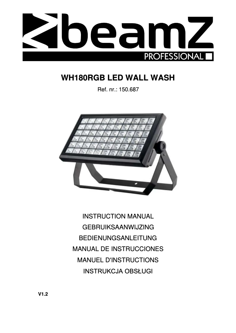 Page 1 de la notice Manuel utilisateur BeamZ WH180RGB