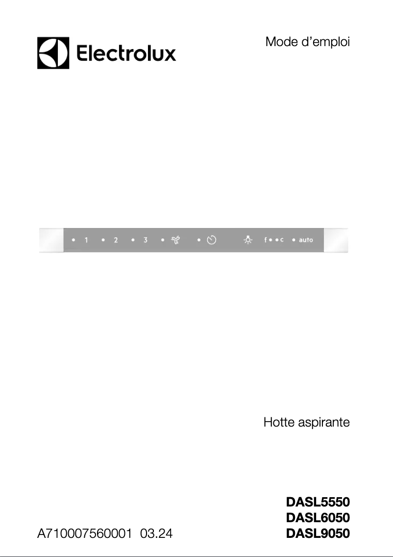 Page 1 de la notice Manuel utilisateur Electrolux DASL9050CN