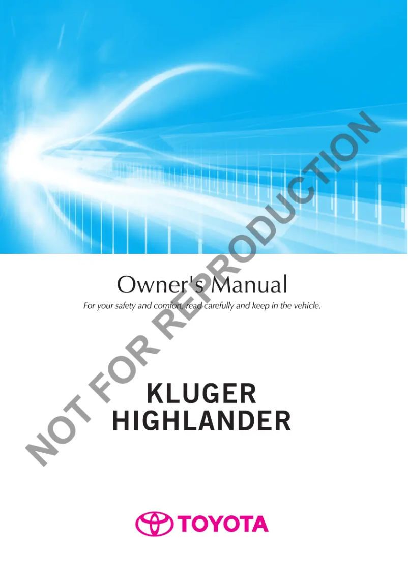 Page n°1 - Manuel utilisateur Toyota Kluger (2015)