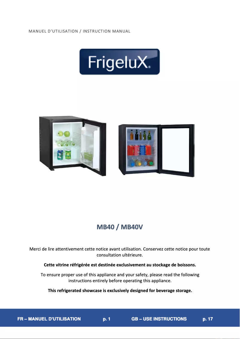 Página 1 del manual Manual de usuario FrigeluX MB40