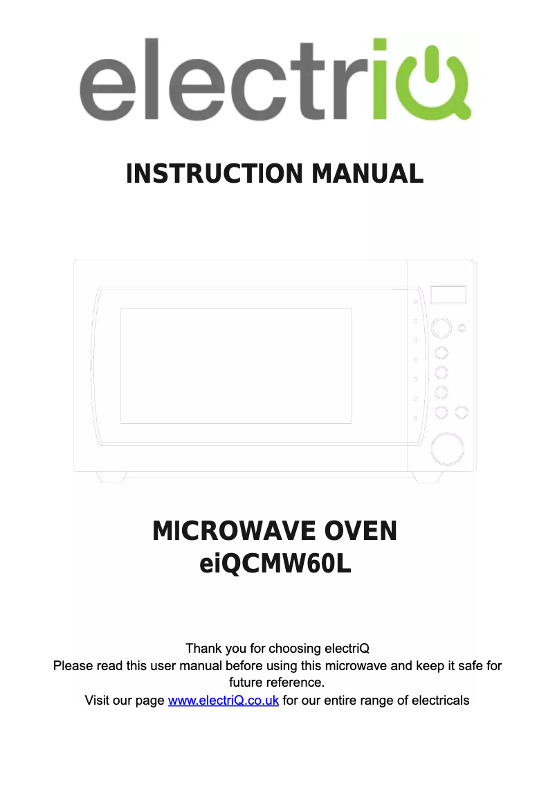 Page n°1 - Manuel utilisateur ElectriQ eiQCMW60L