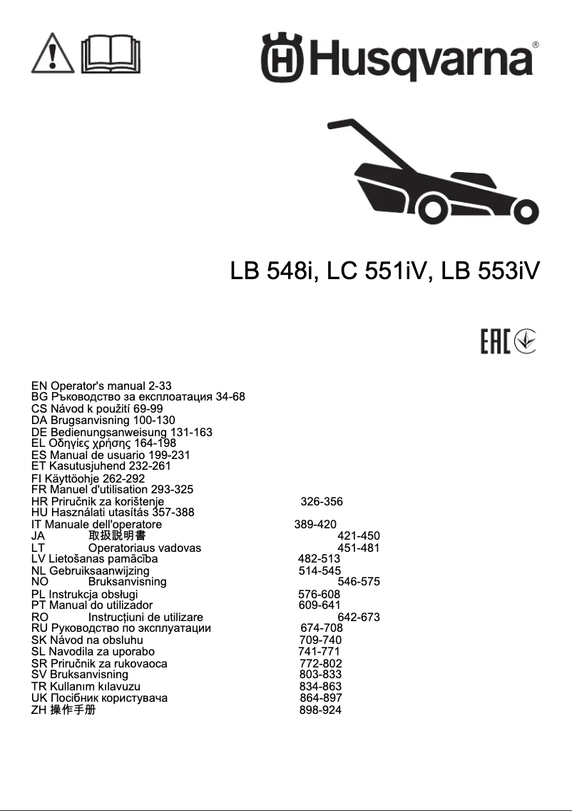 Page n°1 - Manuel utilisateur Husqvarna LC 551iV