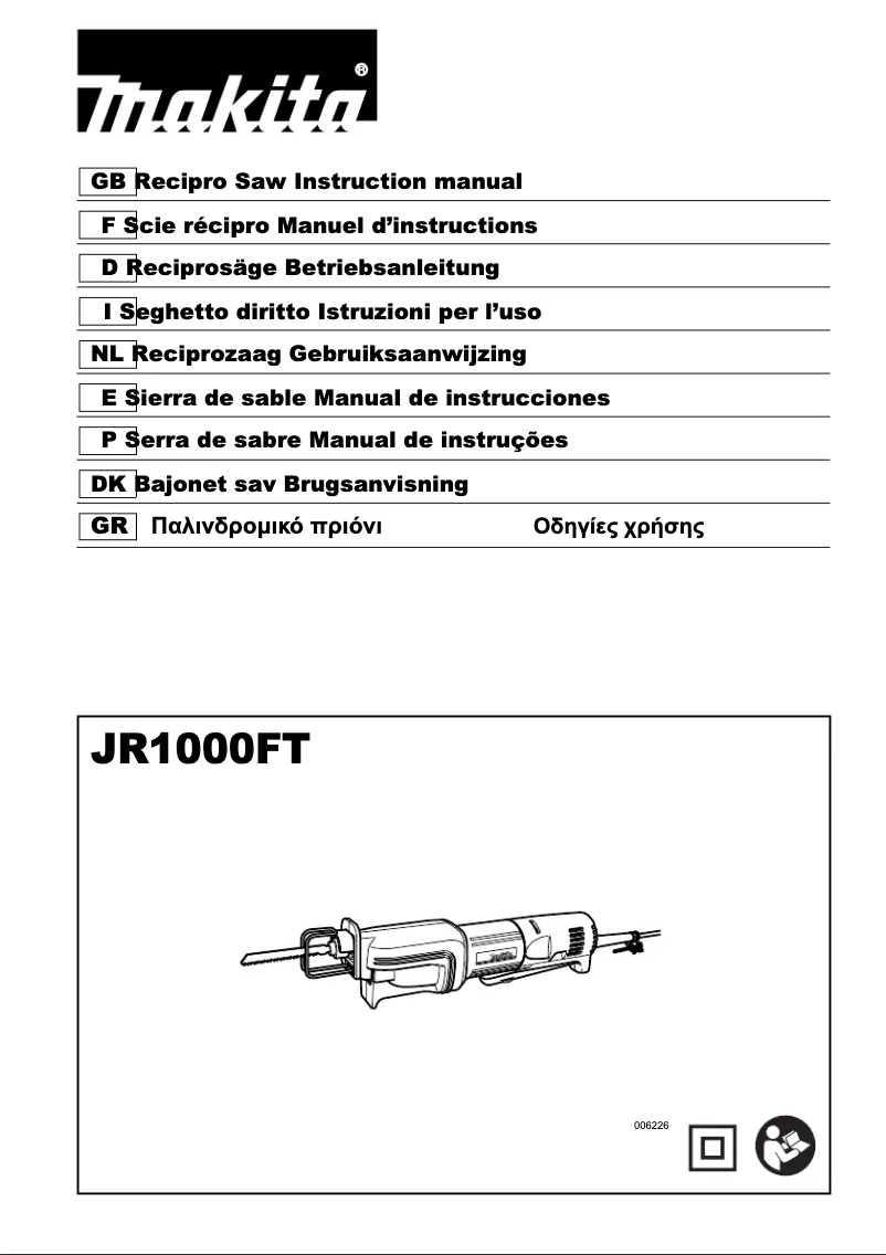 Page 1 de la notice Manuel utilisateur Makita JR1000FT