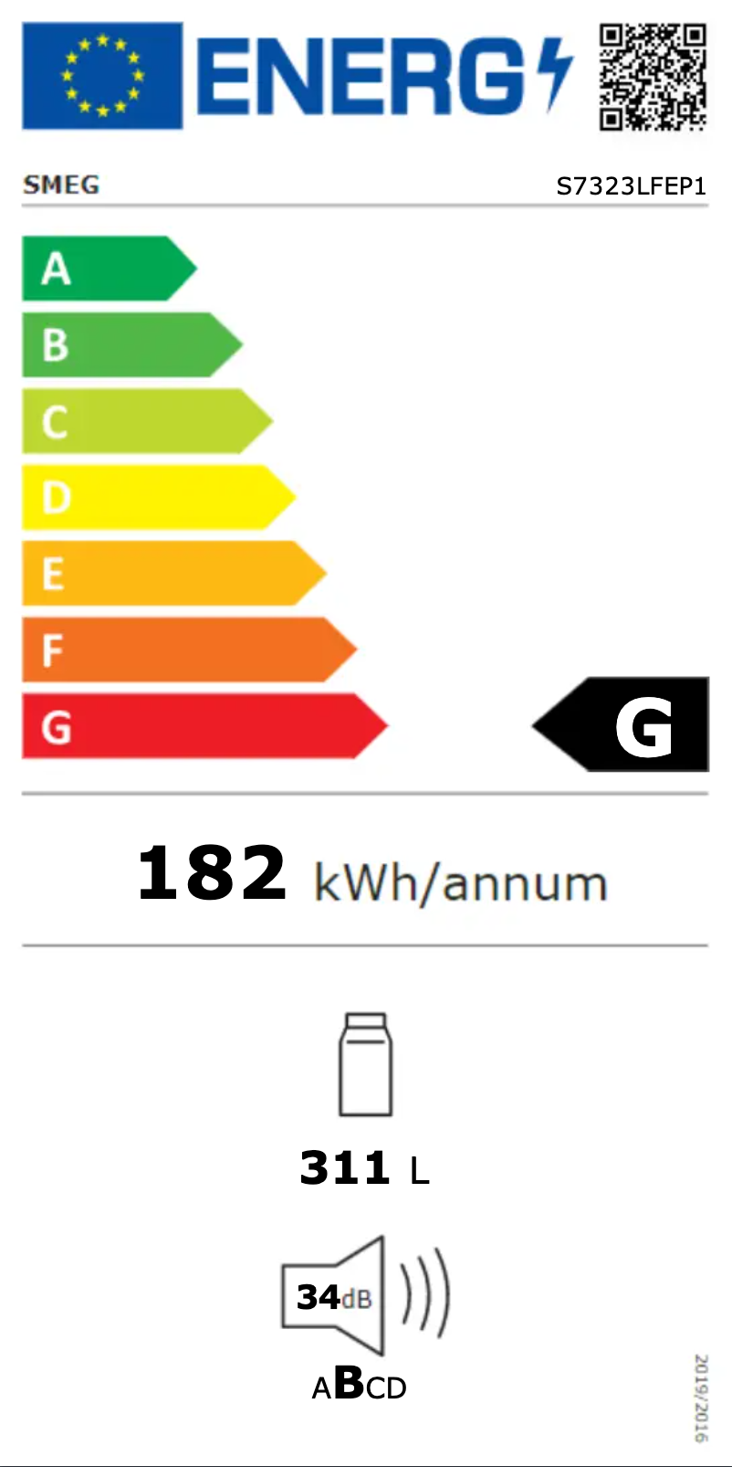 Page n°1 - Label énergétique Smeg S7323LFEP1