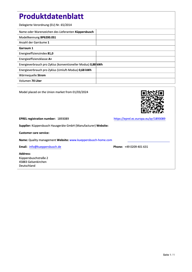 Image de la première page du manuel de l'appareil BP6200.0S1