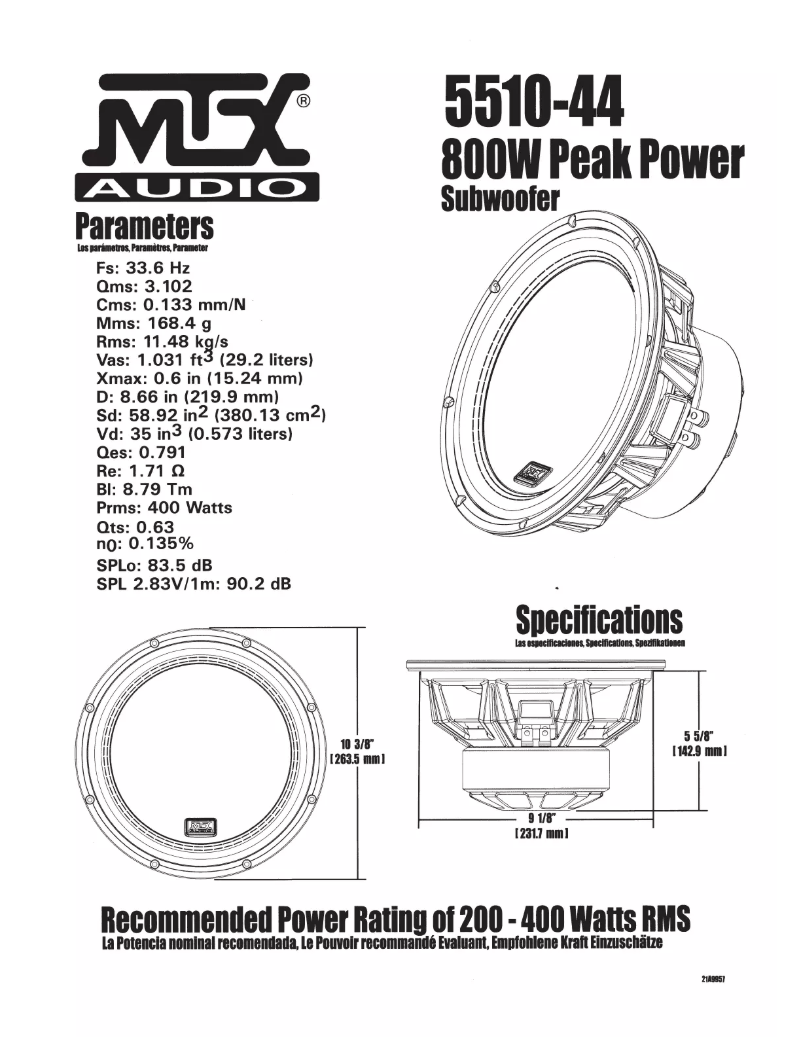 Page n°1 - Manuel utilisateur MTX Audio 5510-44