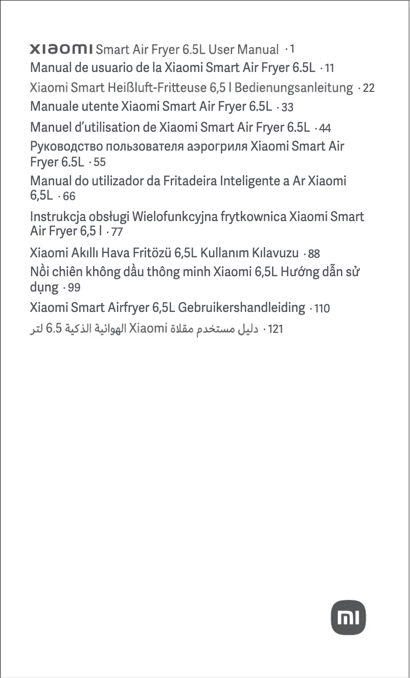 Page 1 de la notice Manuel utilisateur Xiaomi Smart Air Fryer 6.5L