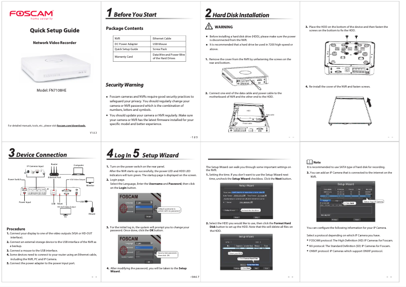Page 1 de la notice Manuel utilisateur Foscam FN7108HE