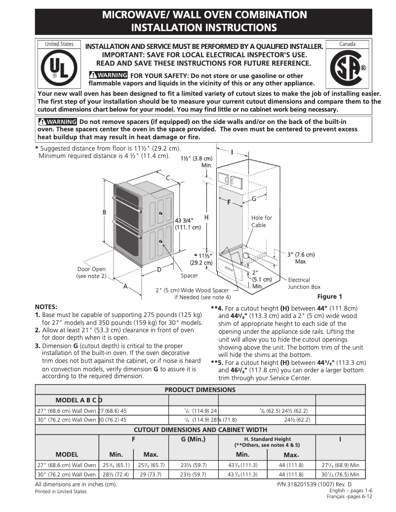 Page 1 de la notice Guide d'installation Electrolux EW27MC65JW