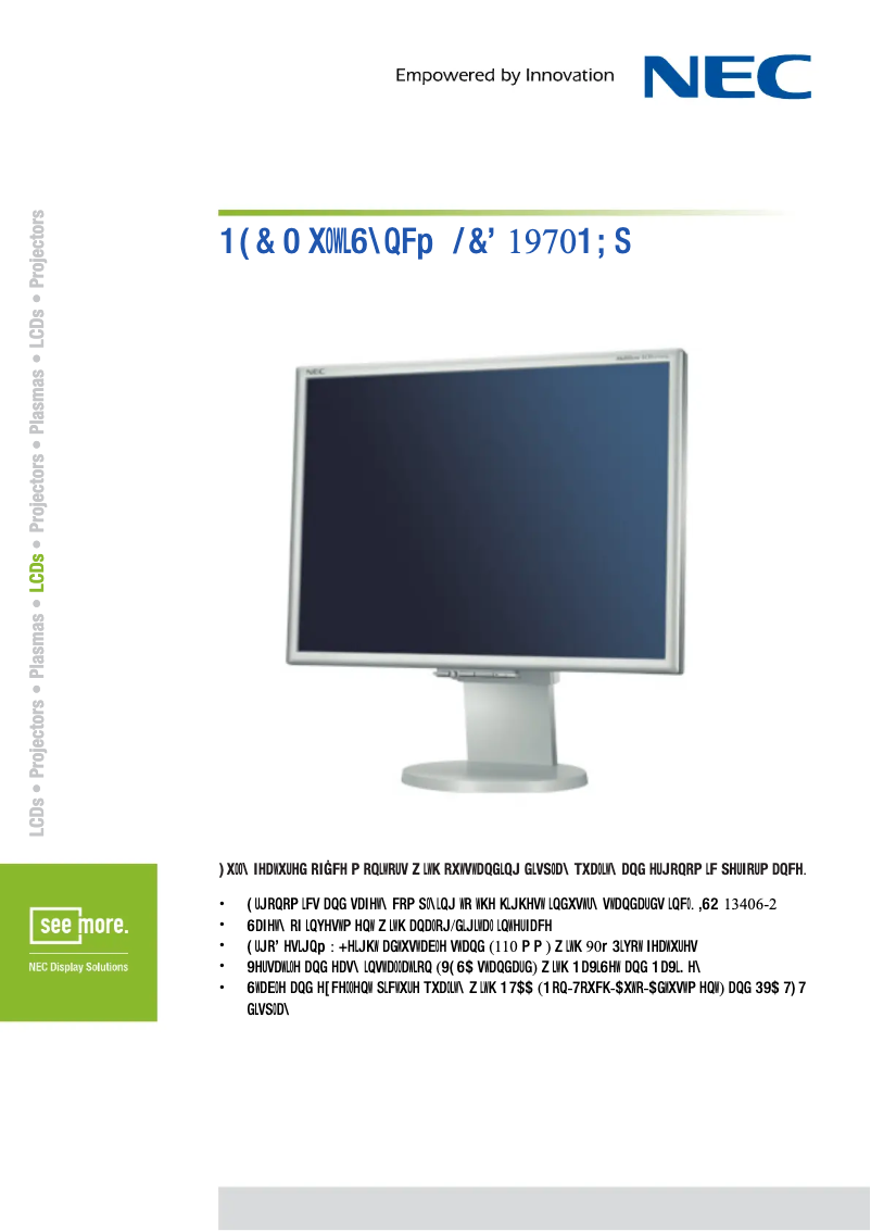 Imagen de la primera página del manual del dispositivo MultiSync LCD1970NXp
