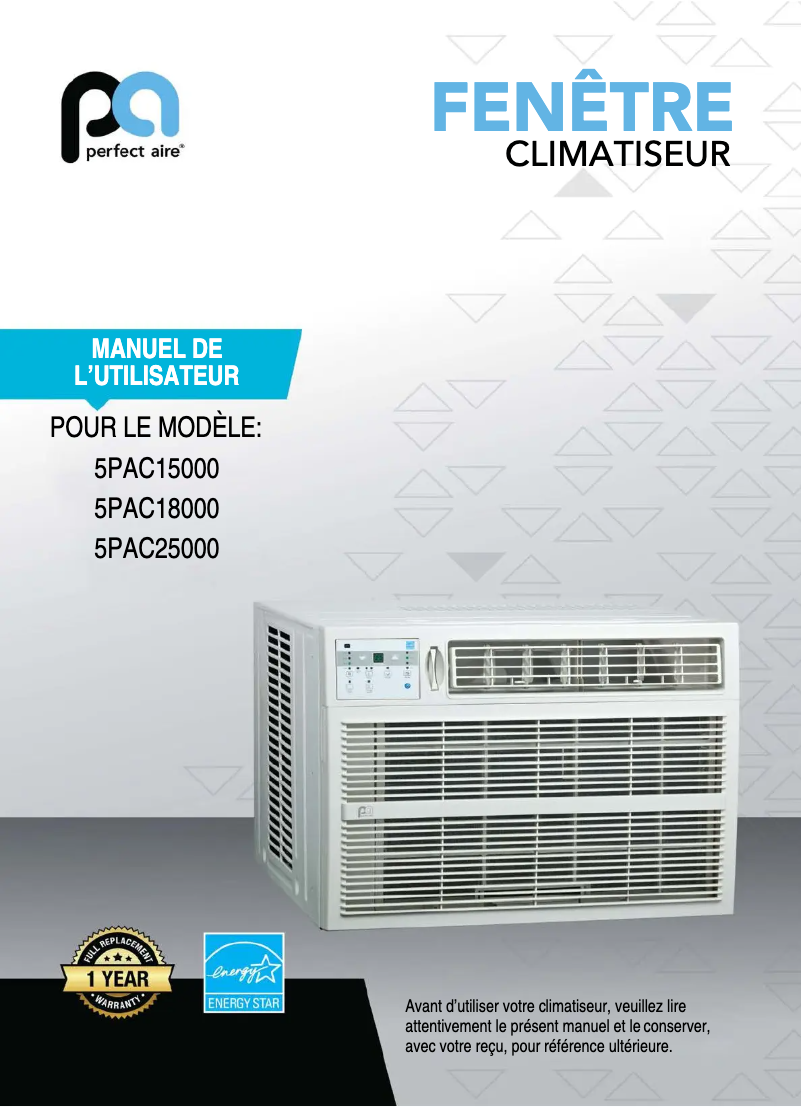Page n°1 - Manuel utilisateur Perfect Aire 5PAC18000