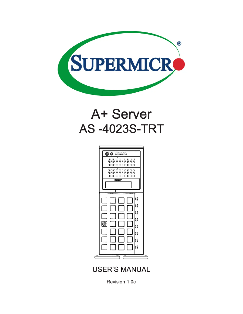 Page 1 de la notice Manuel utilisateur Supermicro A+ Server 4023S-TRT