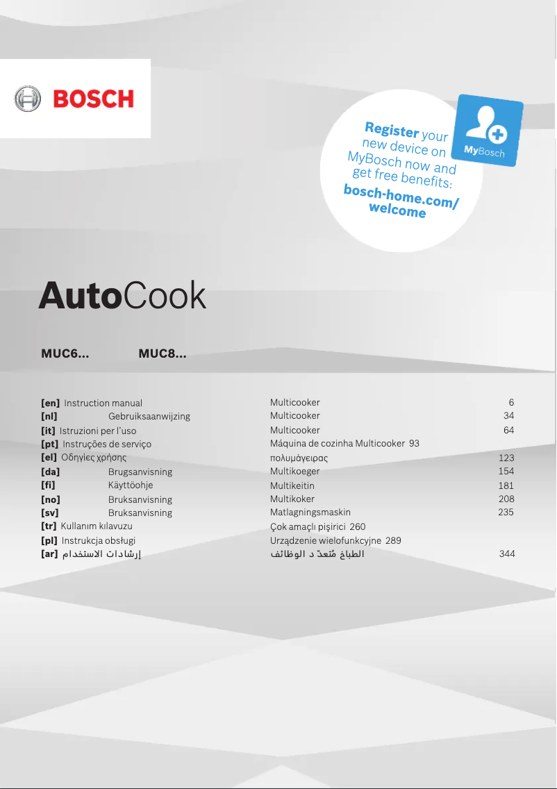 Page 1 of the manual User Manual Bosch AutoCook Pro MUC88B68
