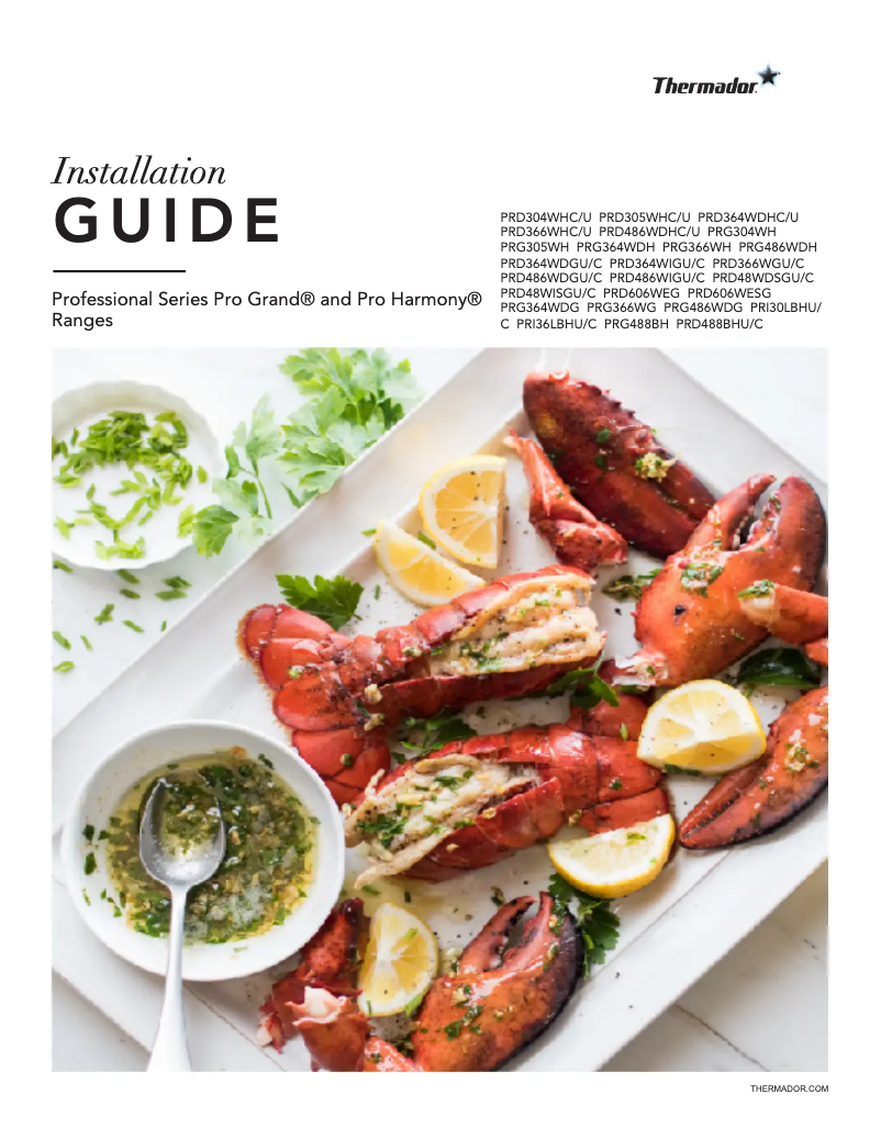 Page n°1 - Guide d'installation Thermador PRD305WHU