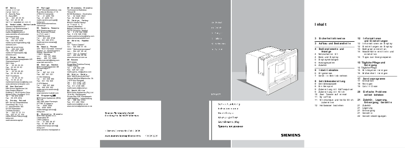 Page 1 de la notice Manuel d'utilisation et d'entretien Siemens TK76K572