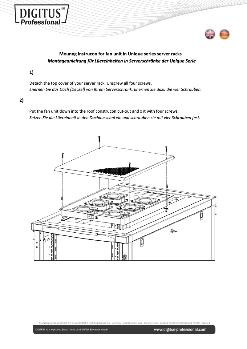 Page 1 de la notice Manuel utilisateur Digitus DN-19 FAN-6-SRV-B