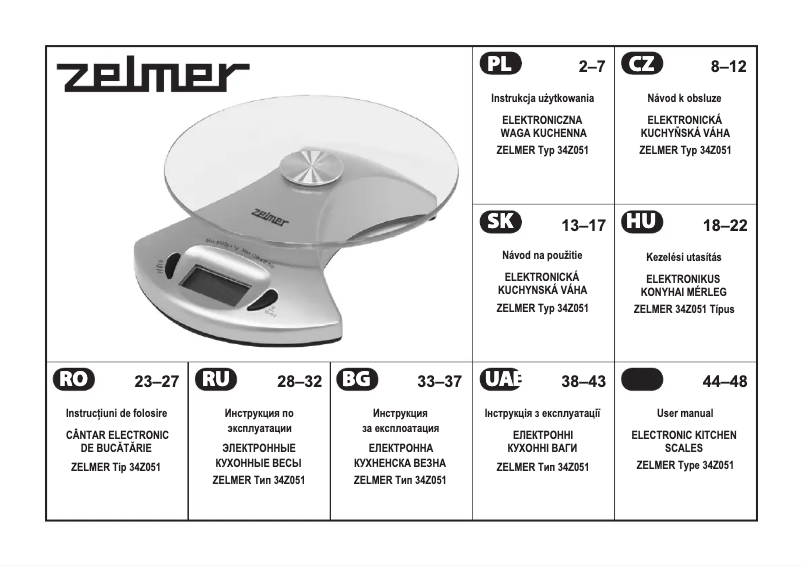Page 1 de la notice Manuel utilisateur Zelmer 34Z051