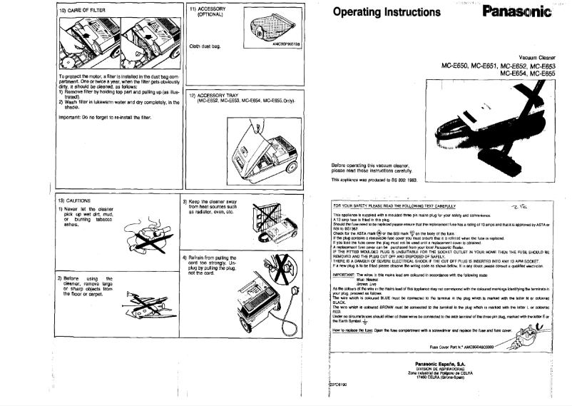 Page n°1 - Manuel utilisateur Panasonic MC-E655