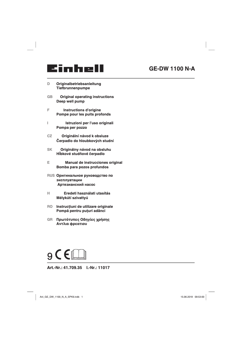 Page 1 de la notice Manuel utilisateur Einhell GE-DW 1100 N-A