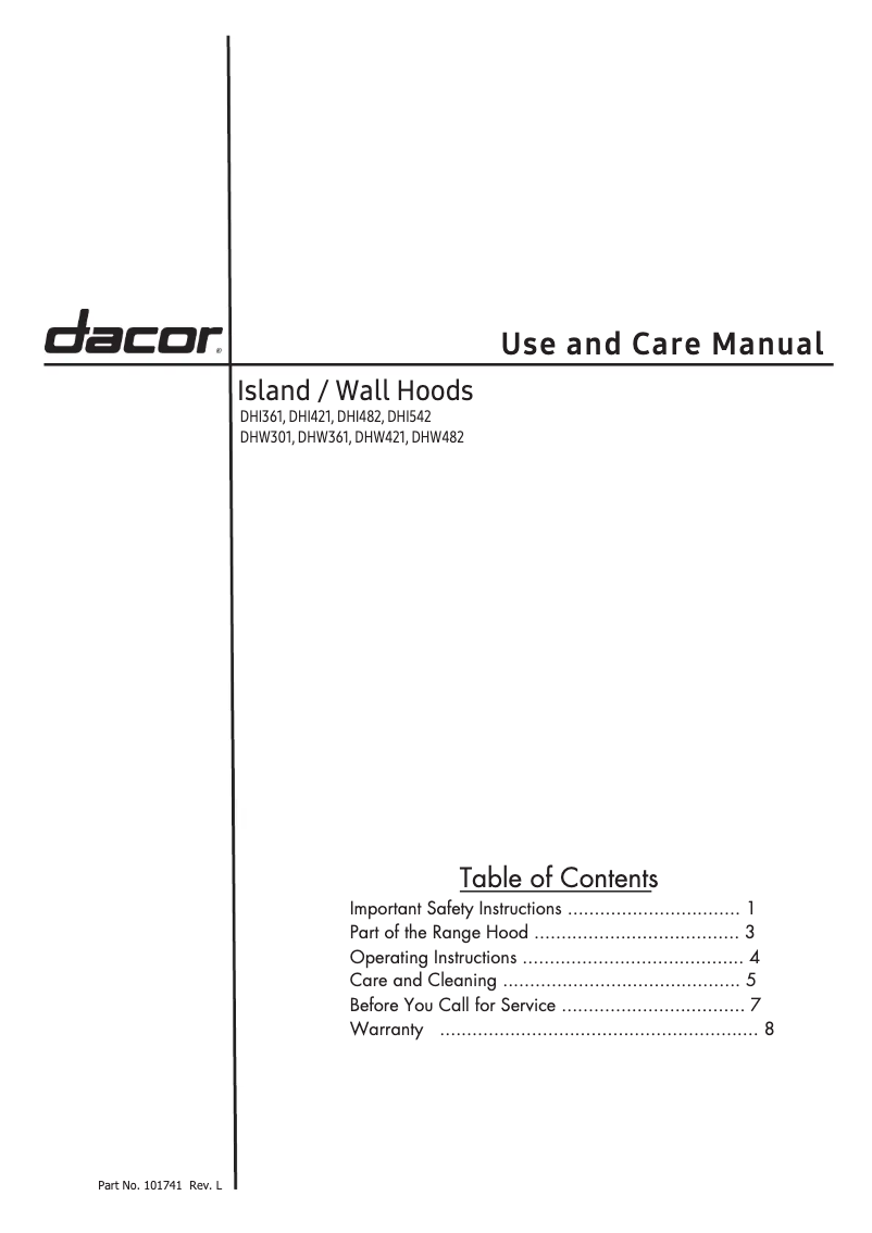 Page 1 de la notice Manuel utilisateur Dacor DHI421