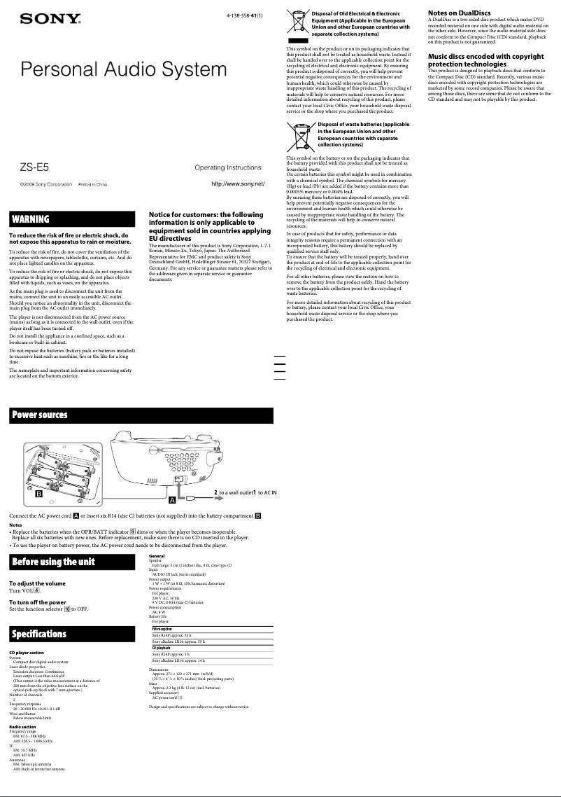 Image de la première page du manuel de l'appareil ZSE5