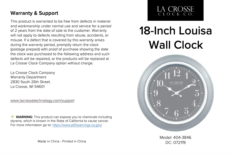 Page n°1 - Manuel utilisateur La Crosse Technology 404-3846