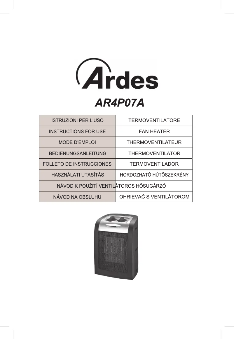 Page 1 de la notice Manuel utilisateur Ardes AR4P07A