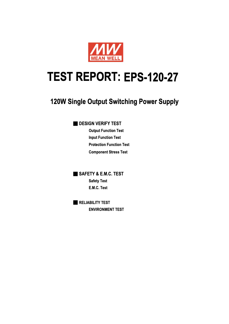 Page n°1 - Fiche technique Mean Well EPS-120-27