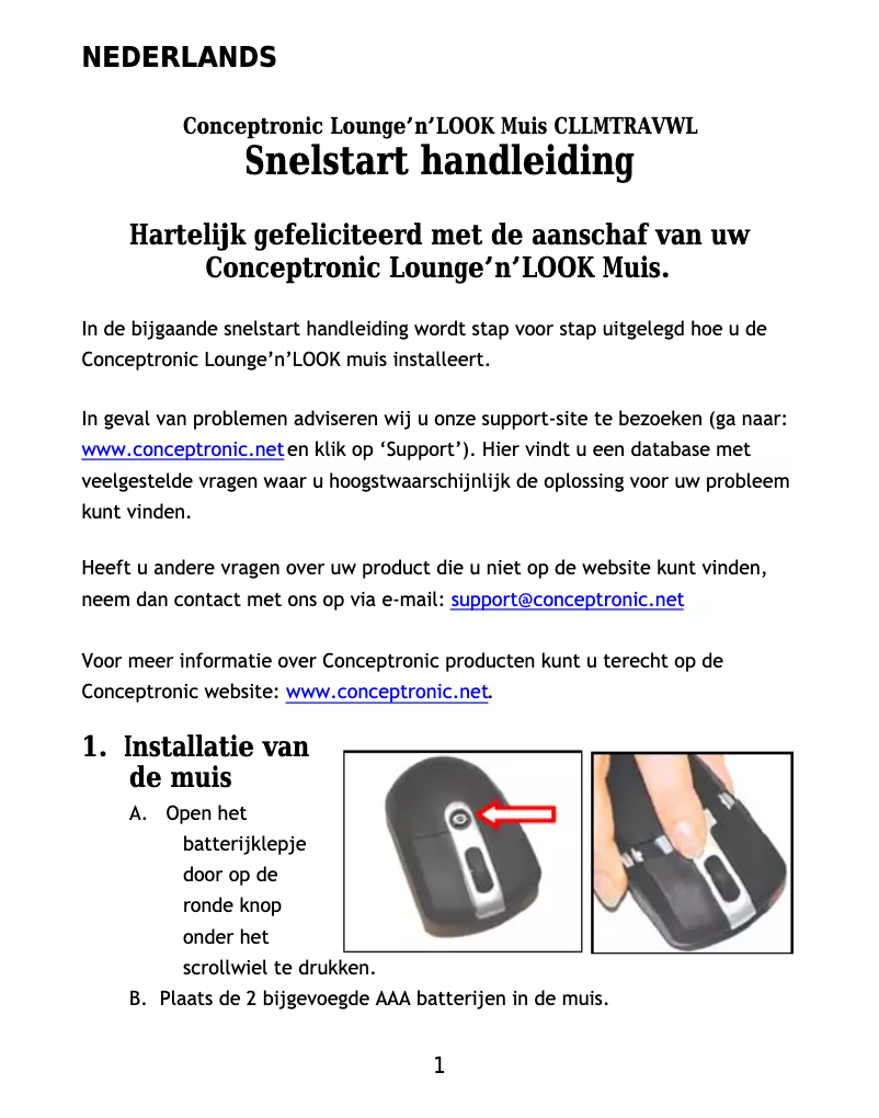 Page 1 de la notice Manuel utilisateur Conceptronic Lounge’n’Look