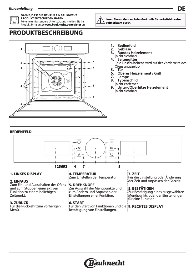Page 1 de la notice Manuel utilisateur Bauknecht BIK5 DP8FS PT