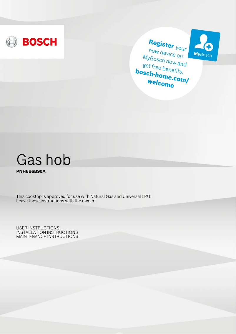 Página 1 del manual Instrucciones / montaje Bosch PNH6B6B90A