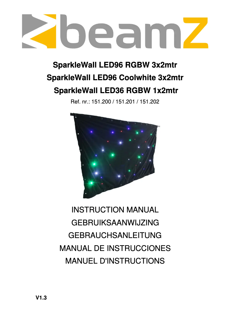 Page n°1 - Manuel utilisateur BeamZ SparkleWall 151.202