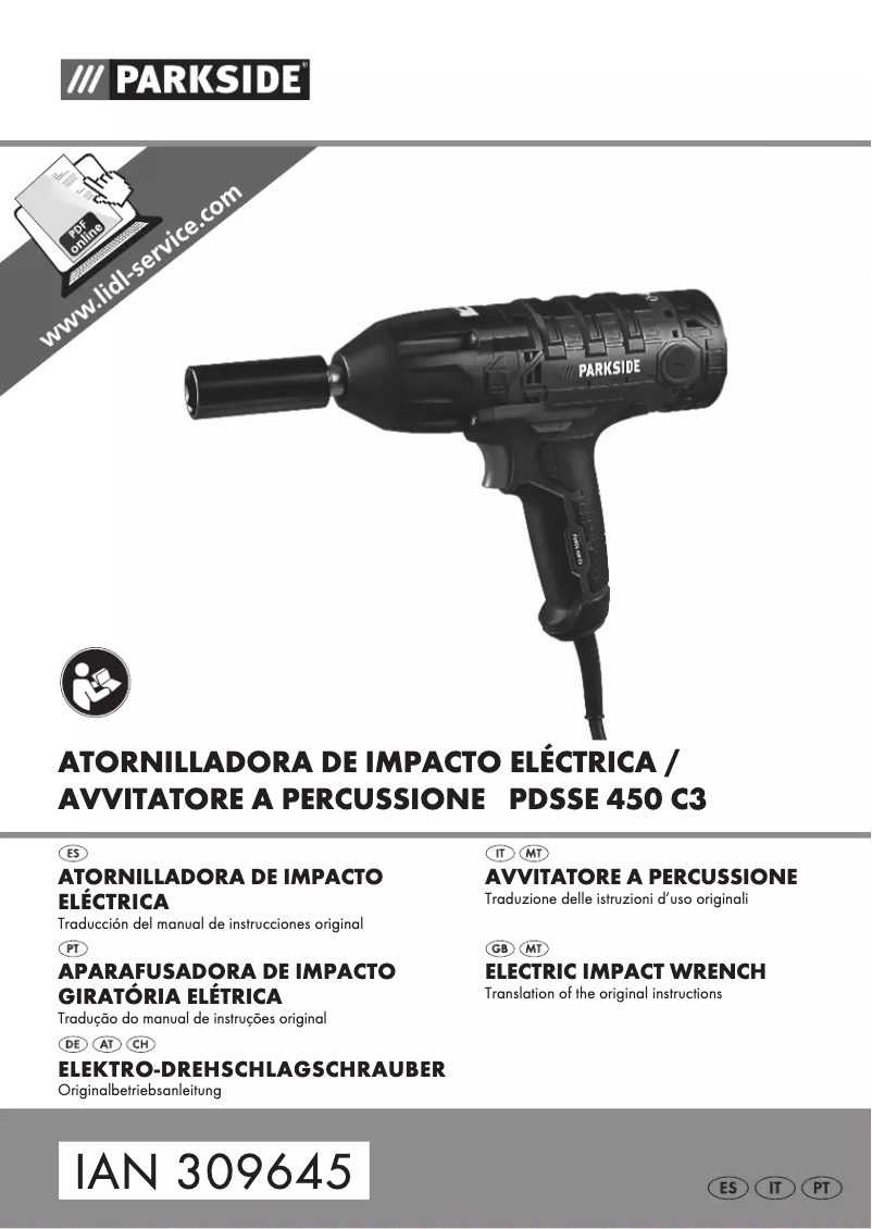 Page 1 de la notice Manuel utilisateur Parkside PDSSE 450 C3