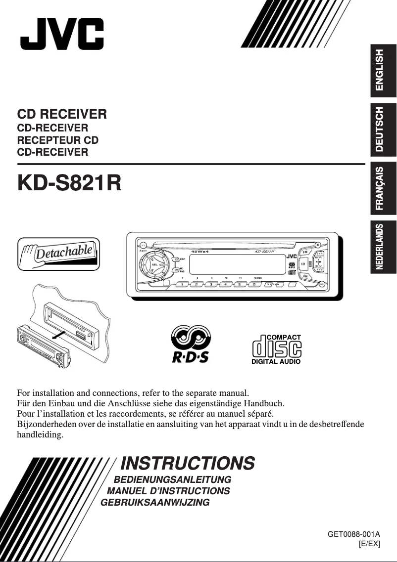 Page 1 de la notice Manuel utilisateur JVC KD-S821R