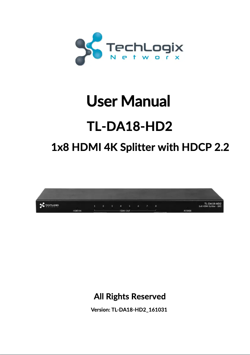 Page 1 de la notice Manuel utilisateur TechLogix Networx TL-DA18-HD2