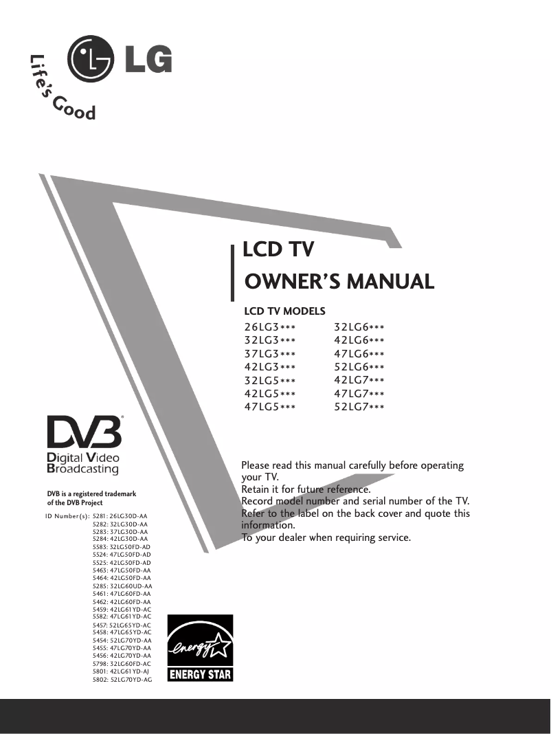 Page n°1 - Manuel utilisateur LG 32LG50FD
