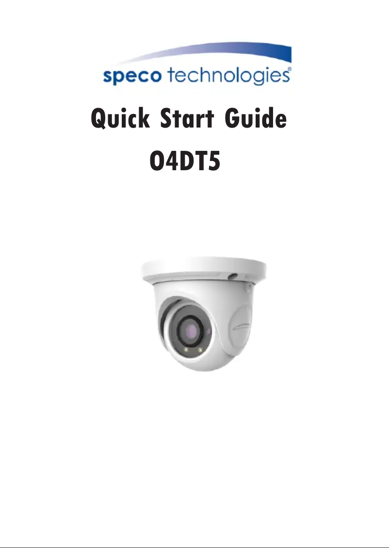 Page 1 de la notice Guide de démarrage rapide Speco Technologies O4DT5