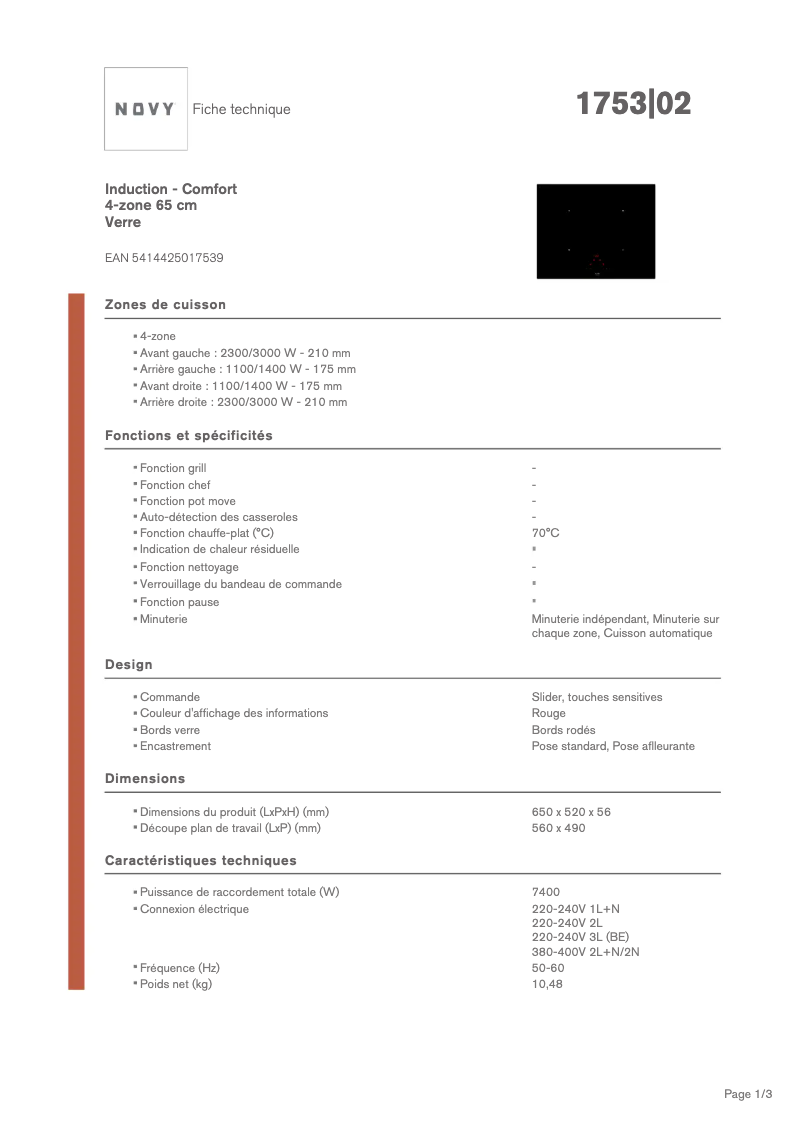 Image de la première page du manuel de l'appareil Confort 1753