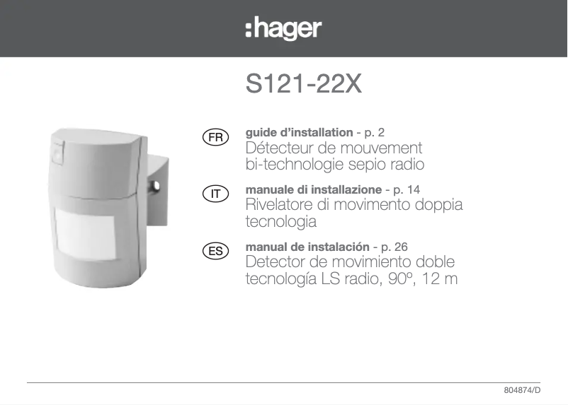 Página 1 del manual Instrucciones / montaje Hager S121-22X