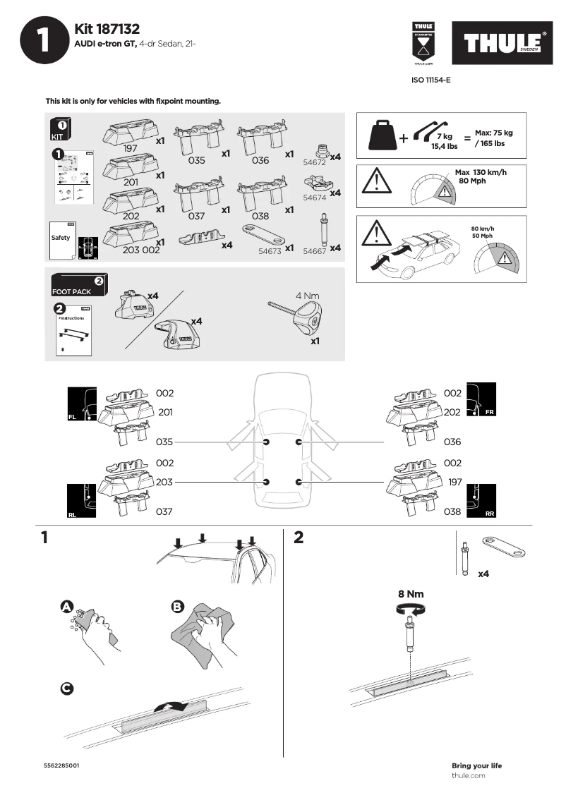 Page 1 de la notice Manuel utilisateur Thule Kit 187132