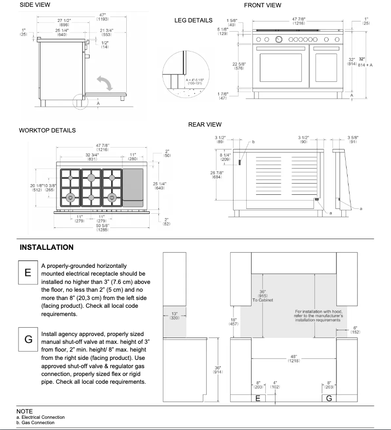 Página 1 del manual Guía de instalación Bertazzoni HER486BTFEPXT