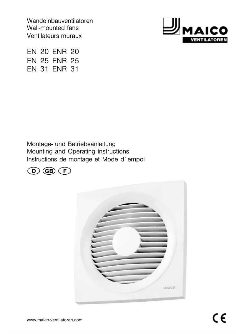 Image de la première page du manuel de l'appareil ENR 31