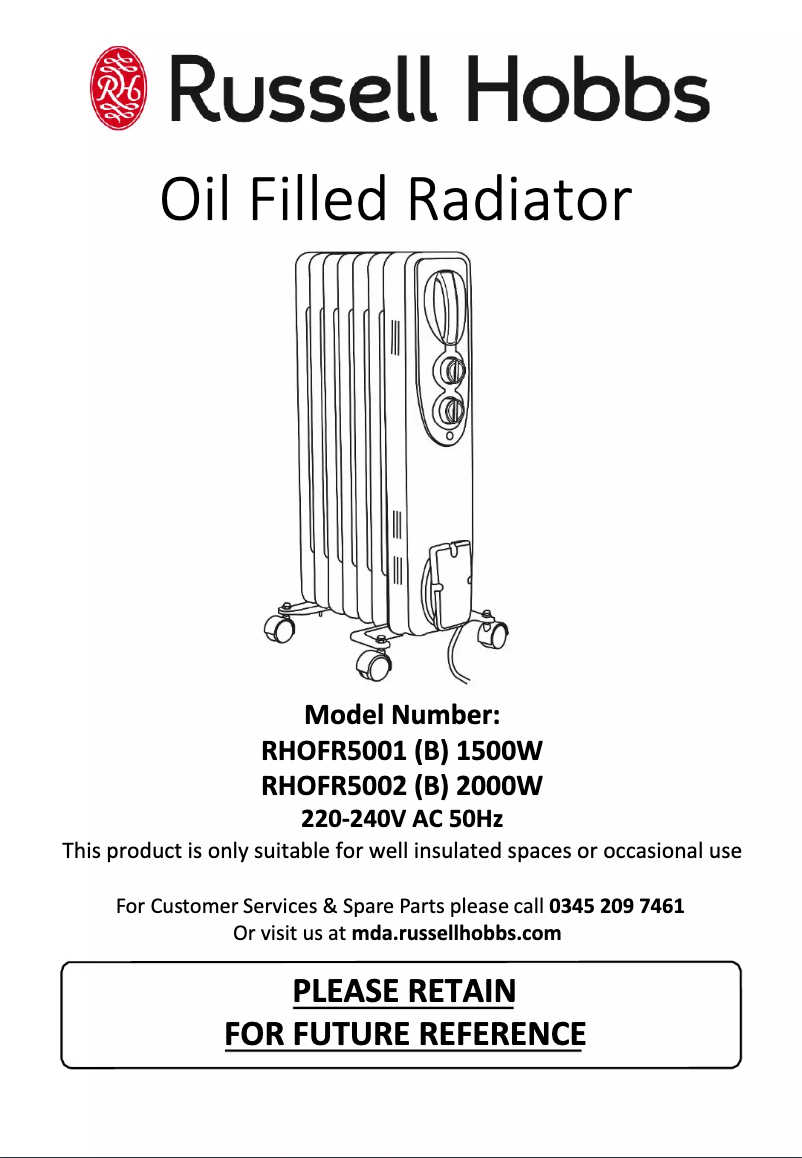 Page n°1 - Manuel utilisateur Russell Hobbs RHOFR5002
