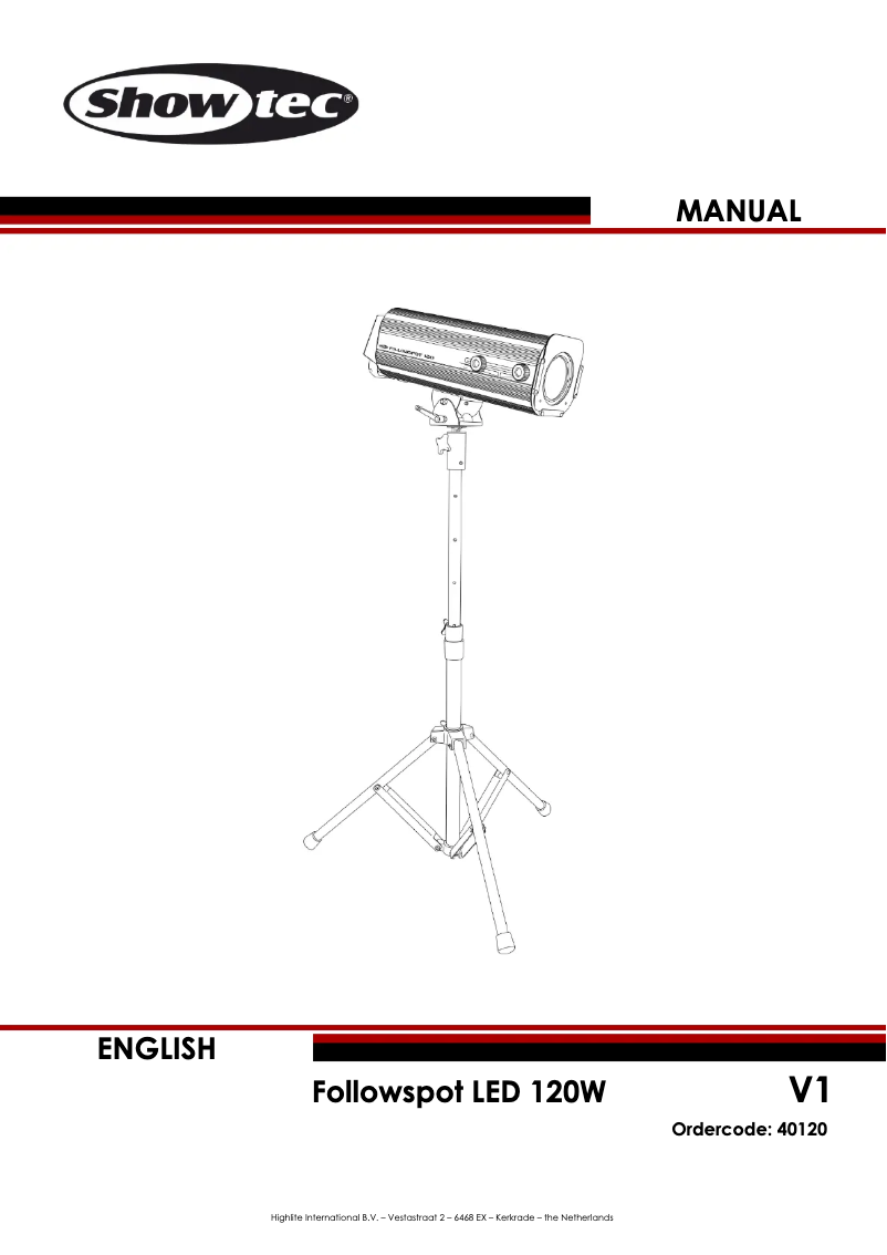 Page 1 de la notice Manuel utilisateur Showtec Followspot LED 120