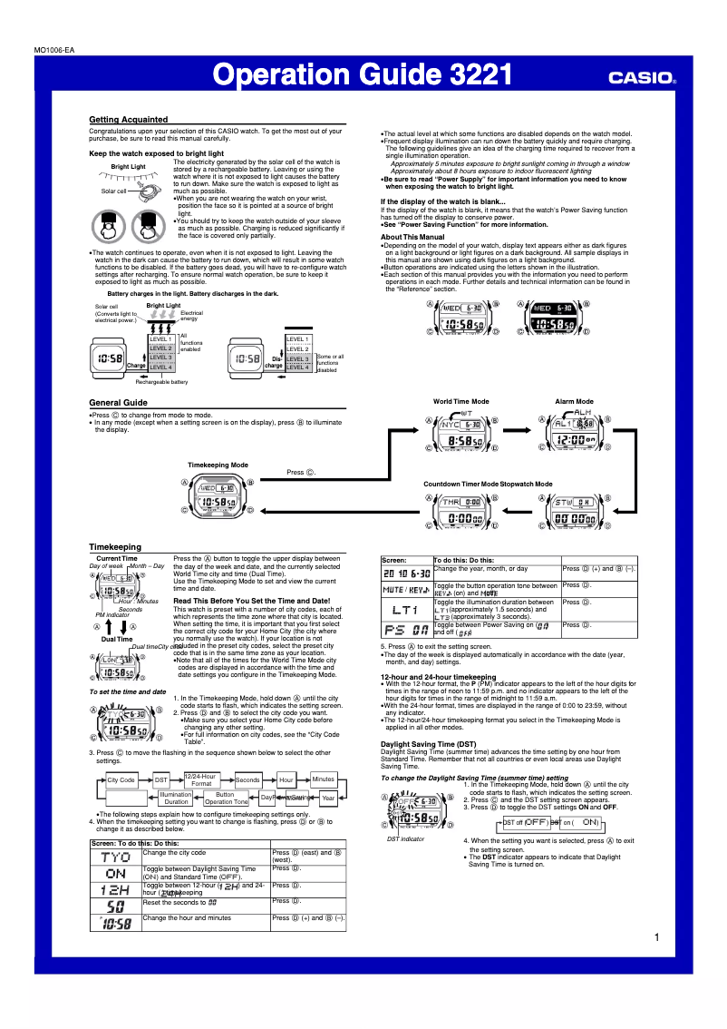 Page 1 de la notice Manuel utilisateur Casio G-Shock GX56BB-1