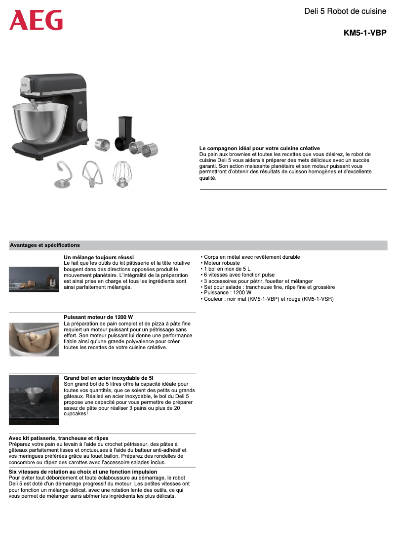 Page n°1 - Fiche technique AEG KM5-1-VBP