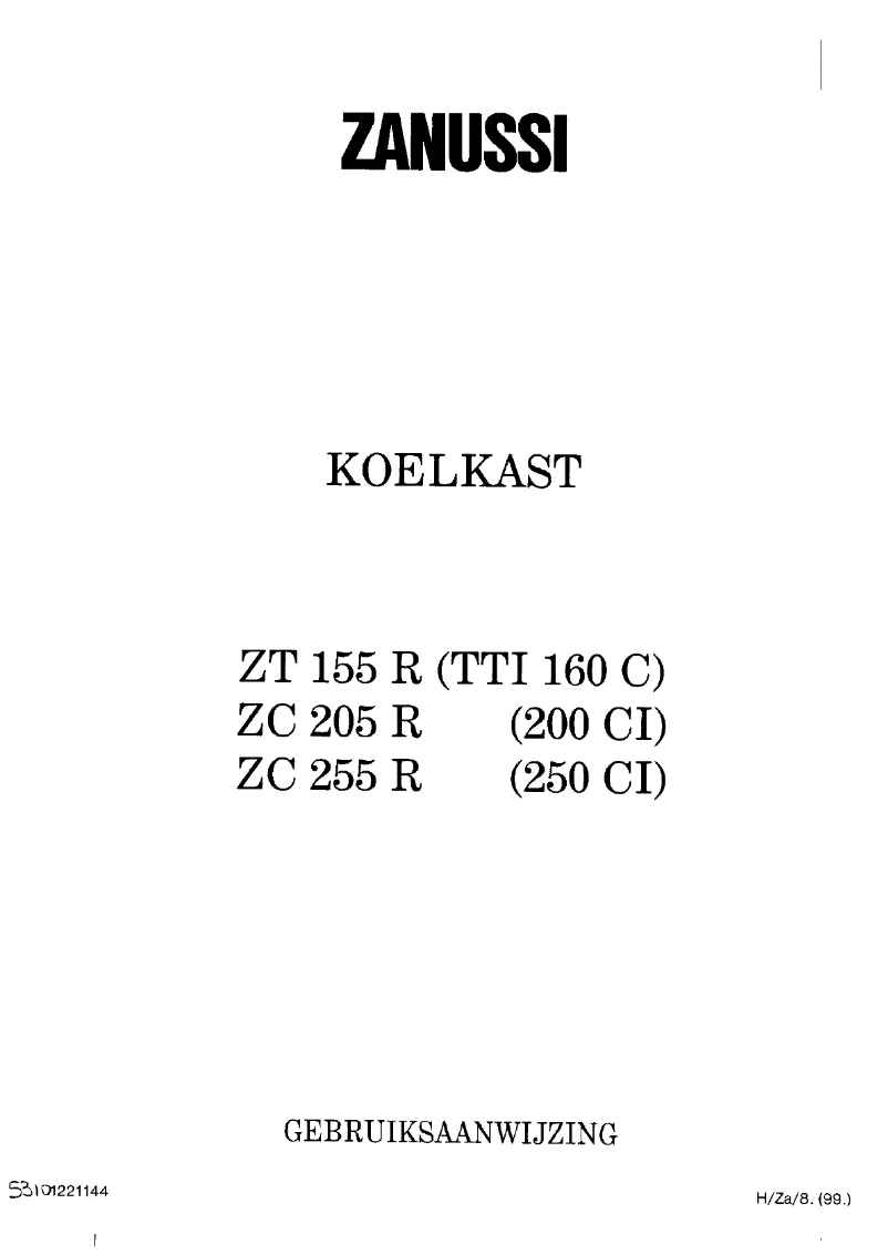 Page 1 de la notice Manuel utilisateur Zanussi ZT 155 R