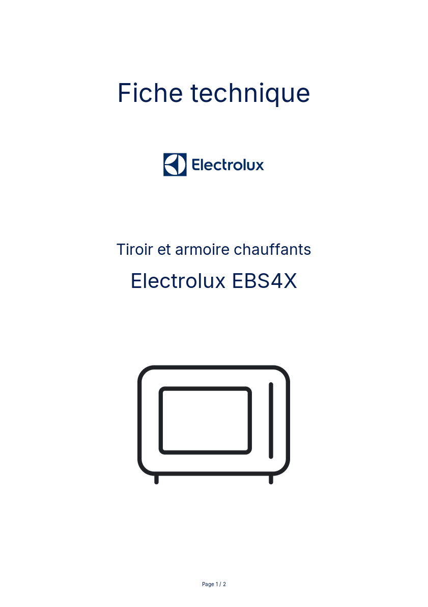 Page n°1 - Fiche technique Electrolux EBS4X