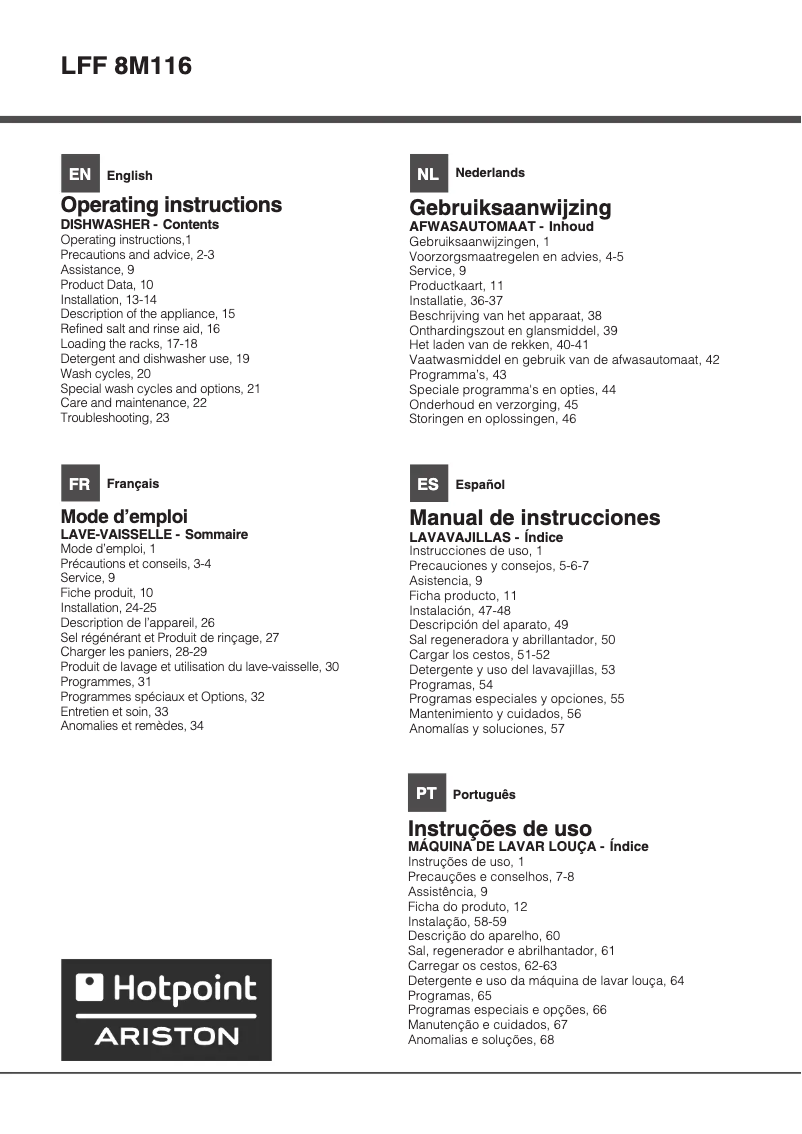 Page n°1 - Manuel utilisateur Hotpoint LFF 8M116 EU