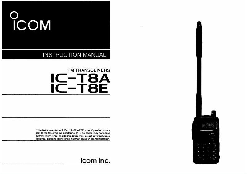 Image de la première page du manuel de l'appareil IC-T8A